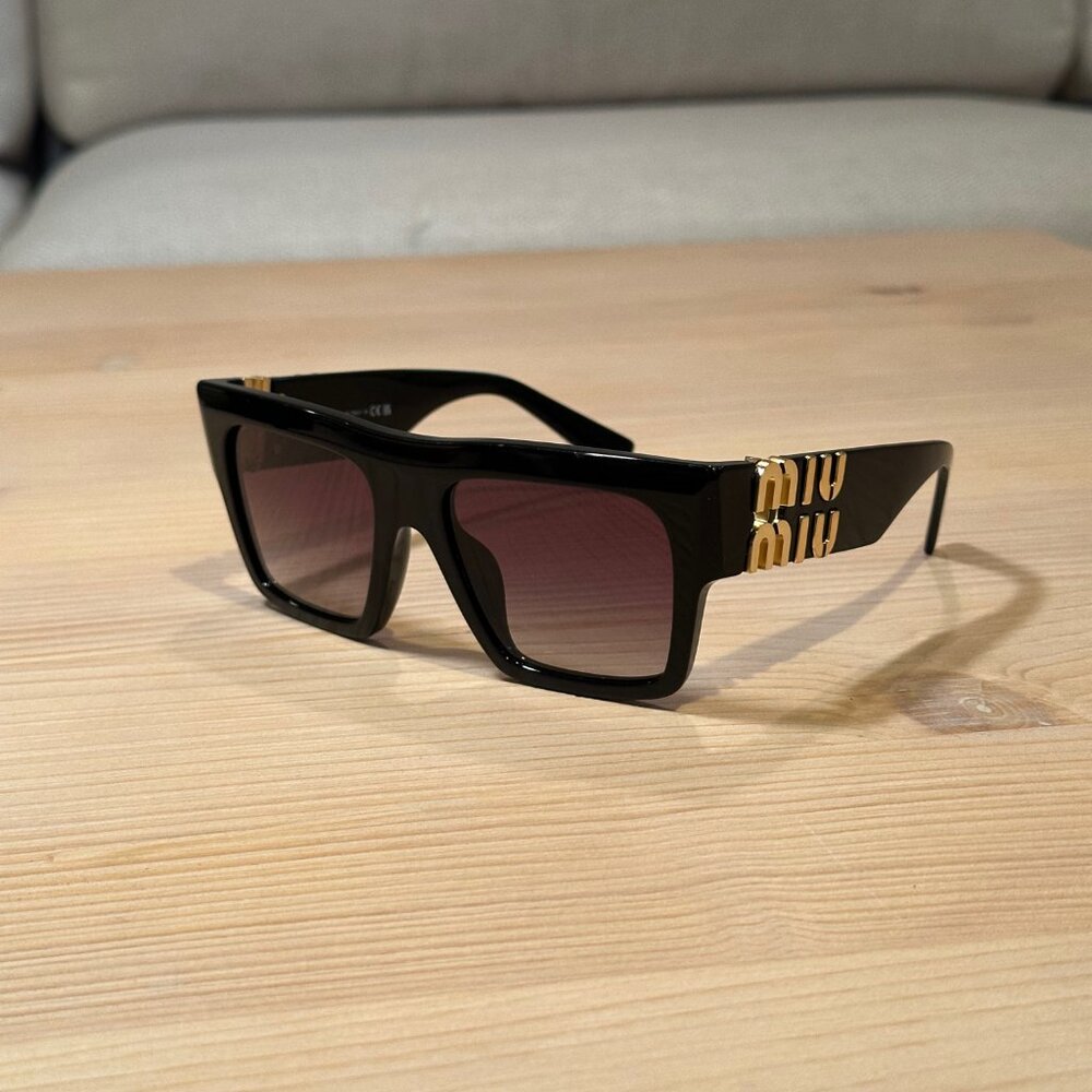 Miu Miu Oversized Sunglasses - Black with Gold Hardware